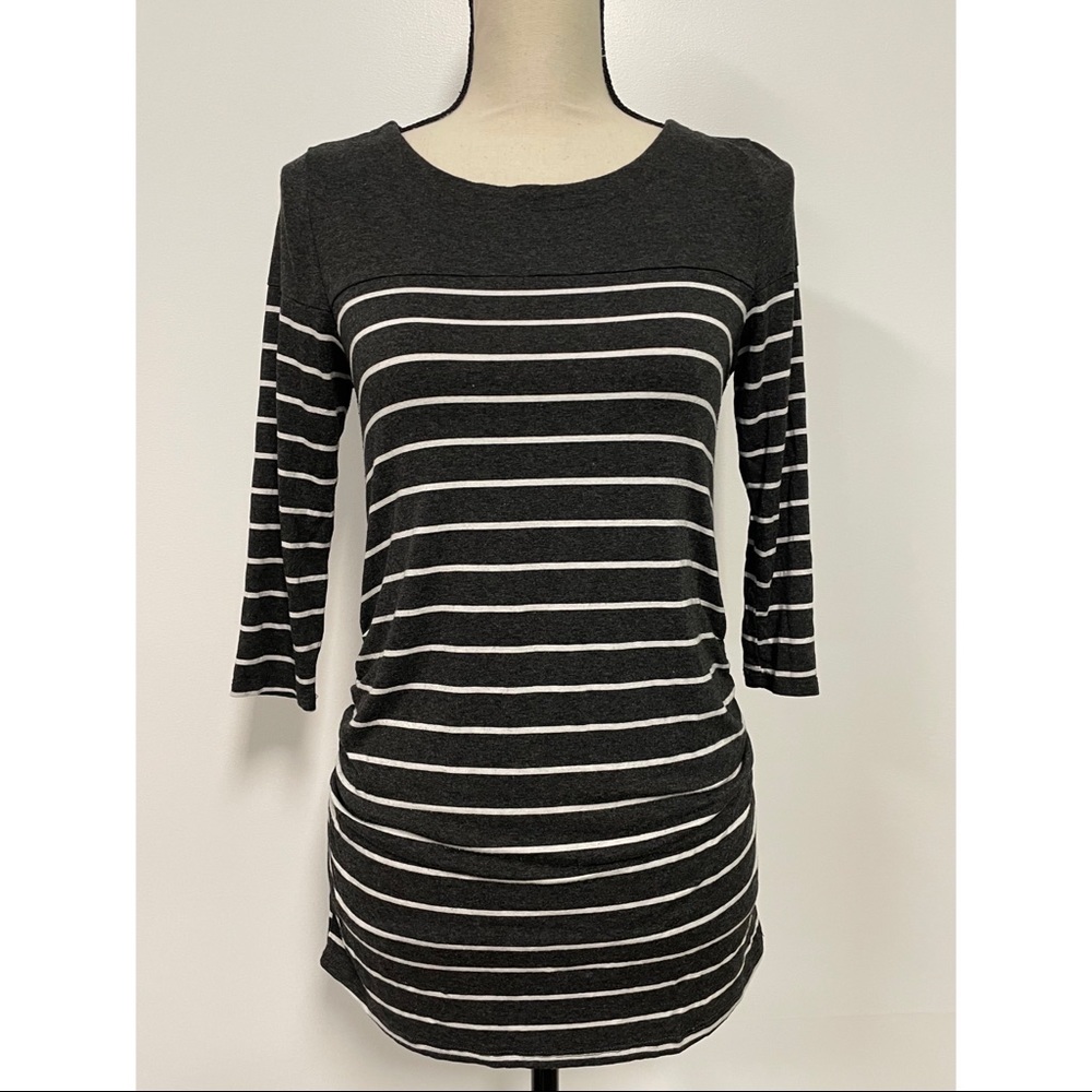 Laila Jayde Striped Maternity Shirt Grey Size S